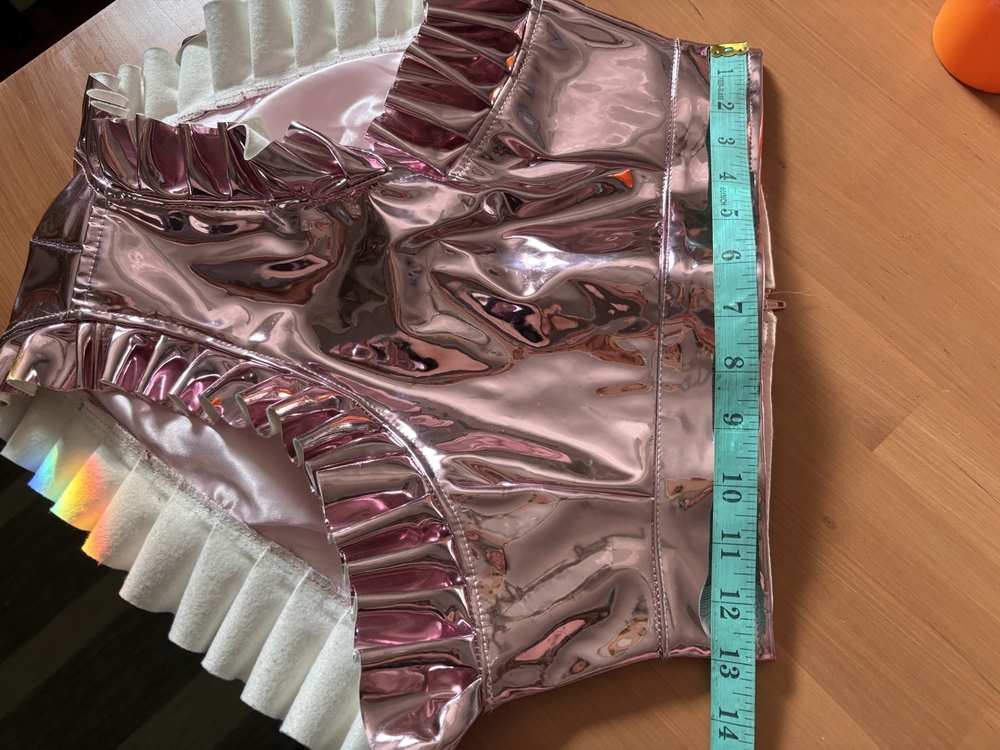 CHAR HOUSTON Rose Gold Metallic Ruffle High Waist Shorts XS - Picture 5 of 5
